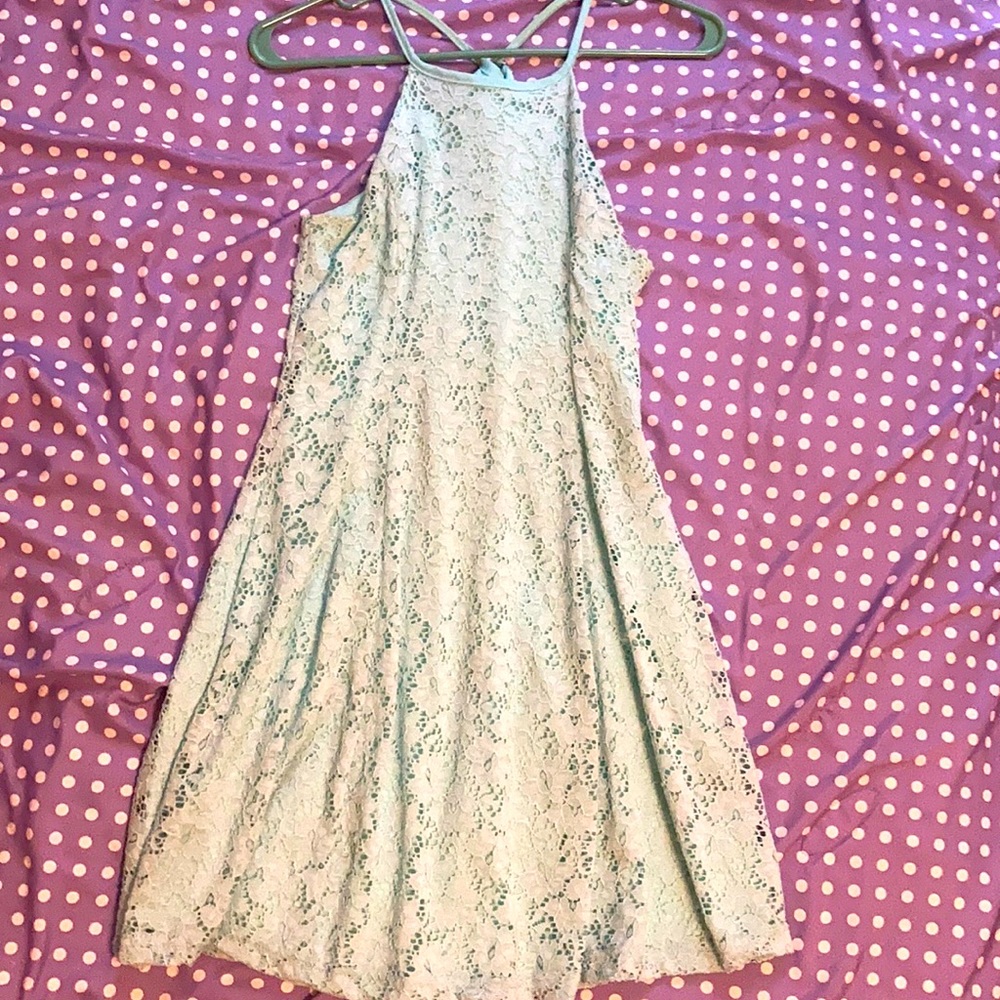 Sleeveless, lace mini dress
